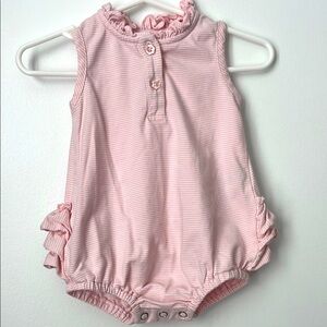 Serendipity by Shrimp & Grits Kids Pink Stipe Ruffle Bubble.  Size 3M.
